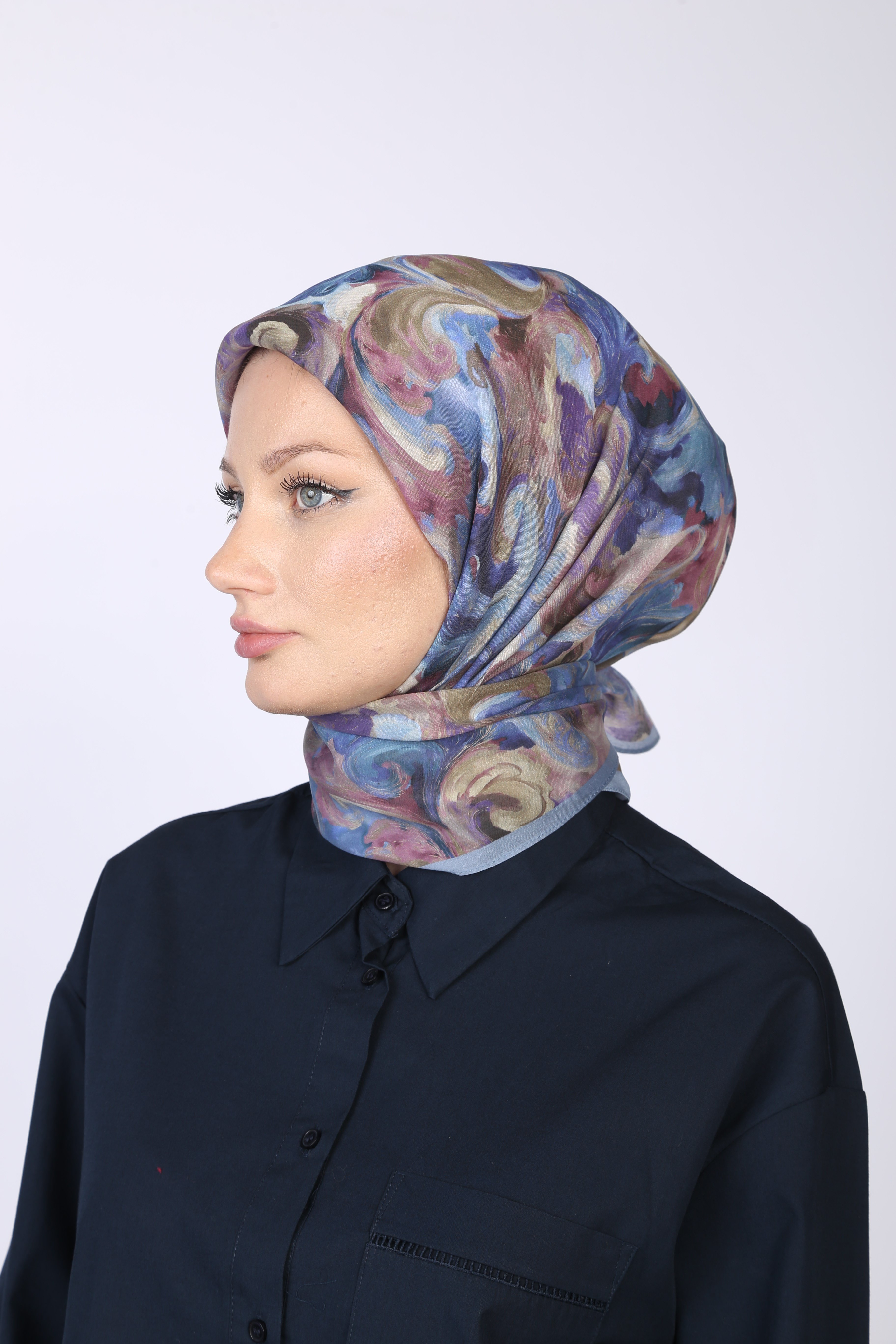HELİS DESEN EŞARP-MAVİ