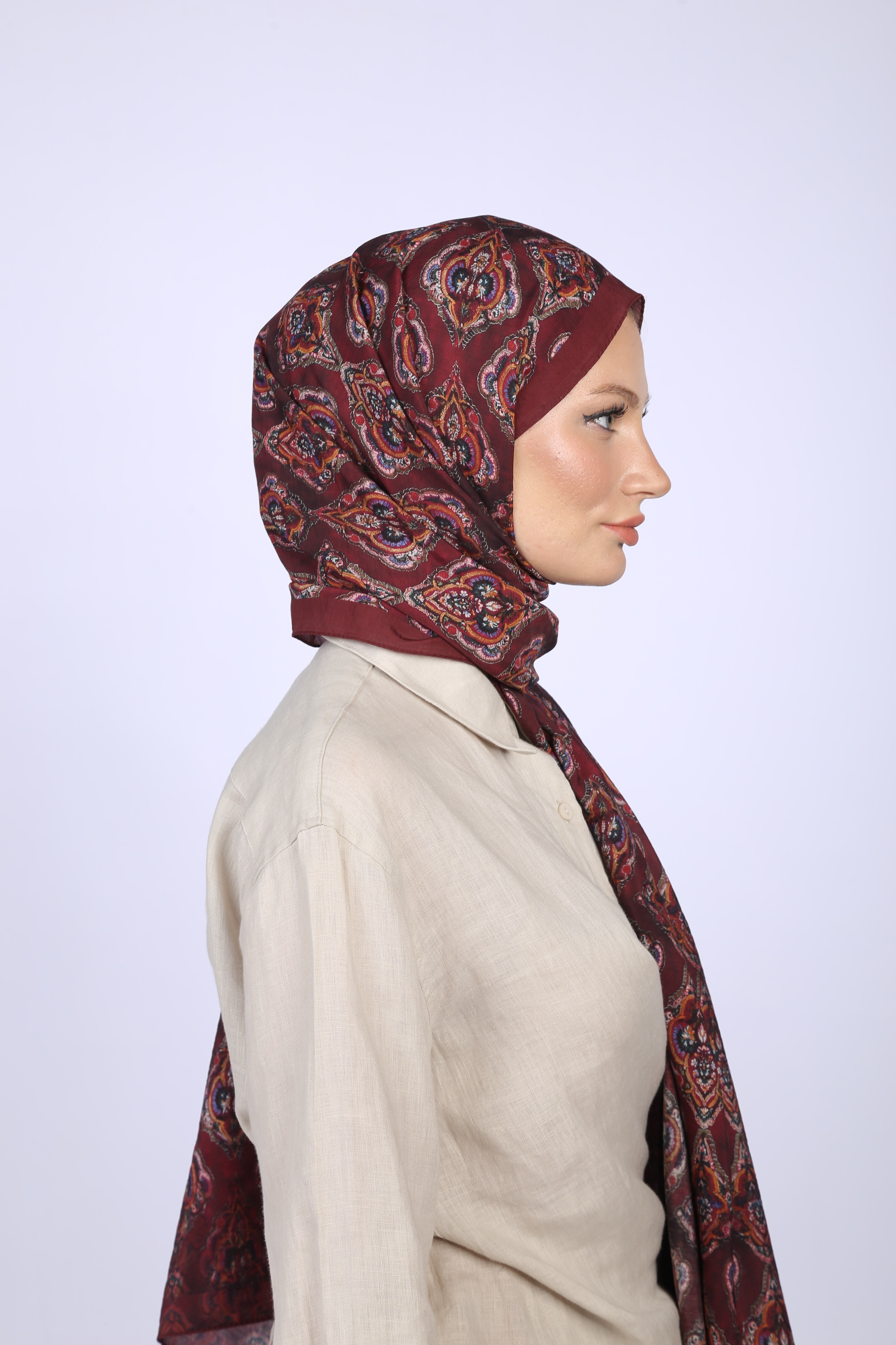 İKAT DESEN ŞAL-BORDO