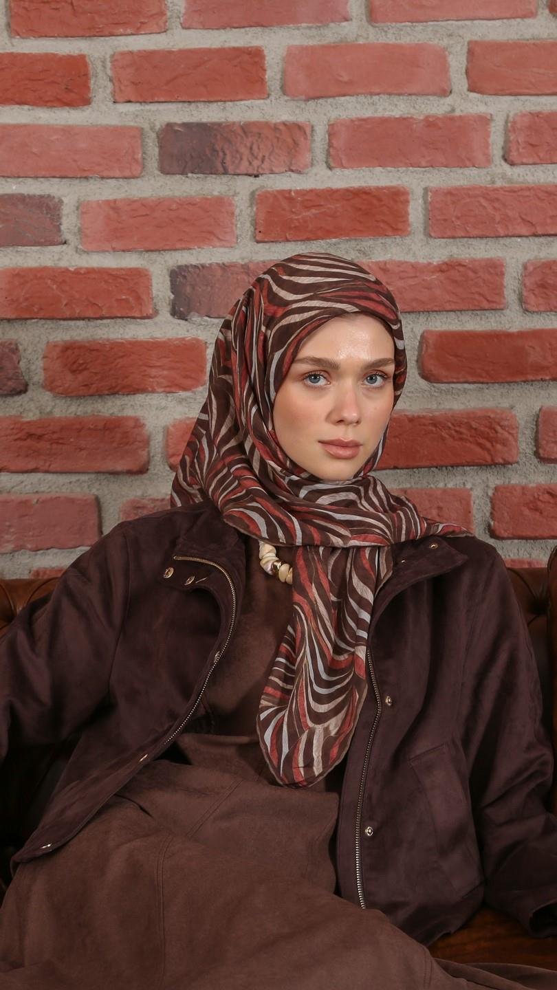İRİS DESEN EŞARP KAHVE