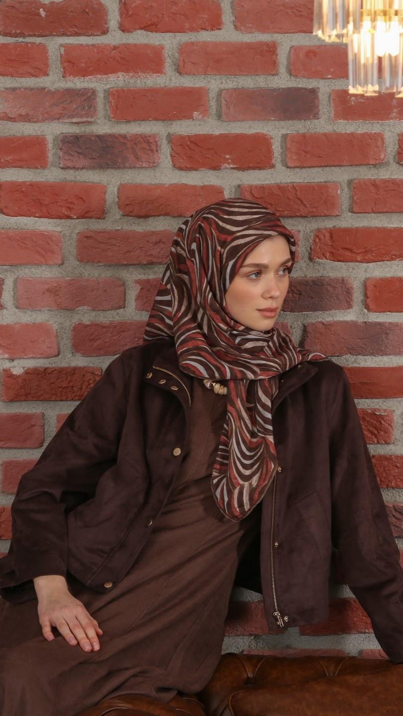 İRİS DESEN EŞARP KAHVE