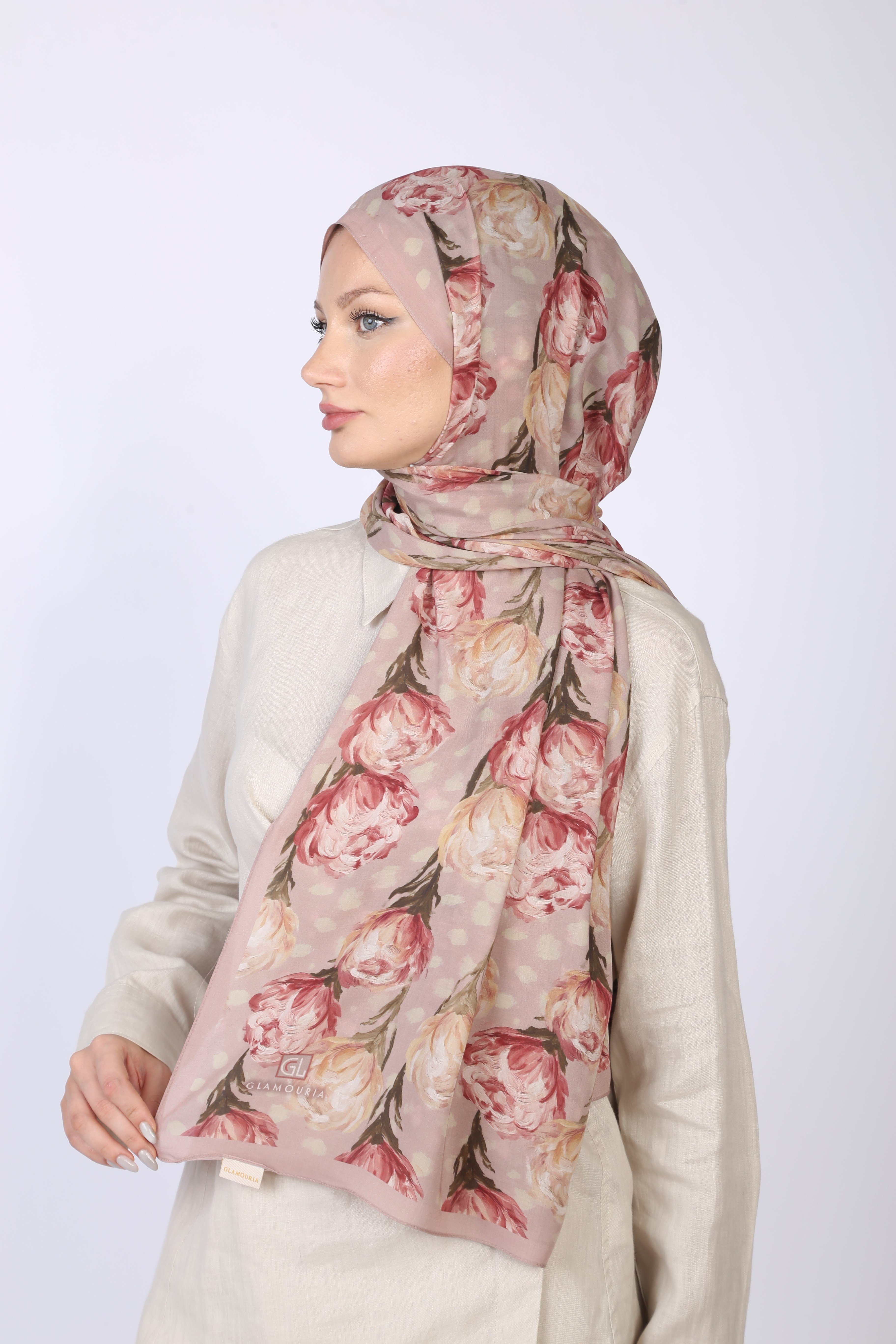 İZGE DESEN ŞAL-PEMBE