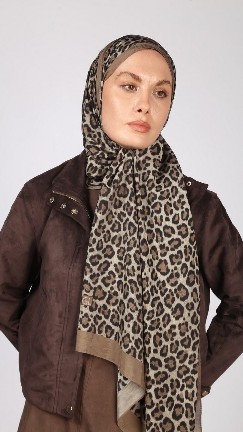 LEOPAR DESEN ŞAL KAHVE