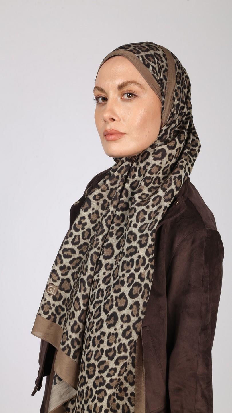 LEOPAR DESEN ŞAL KAHVE