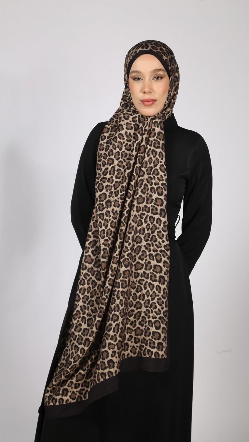 LEOPAR DESEN ŞAL SİYAH