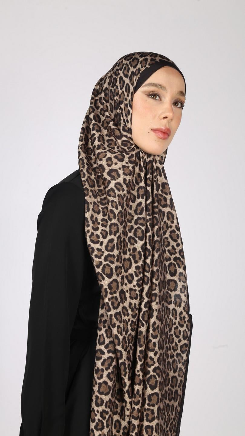 LEOPAR DESEN ŞAL SİYAH