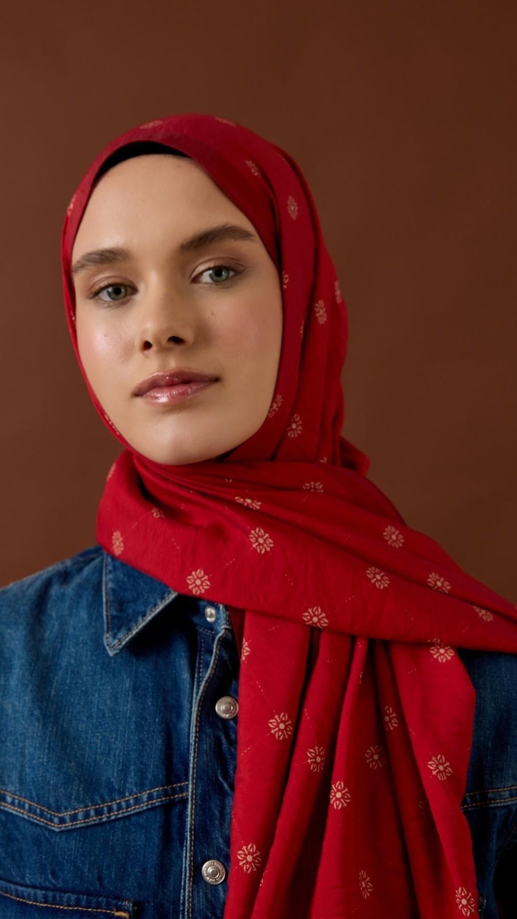 LİNA DESEN ŞAL-KIRMIZI-6