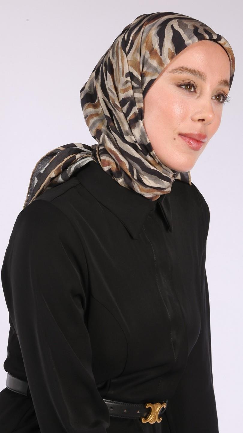 LİNEA DESEN EŞARP SİYAH GOLD-11