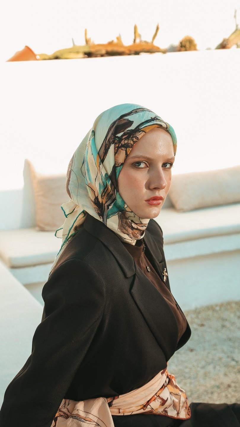 LİORA DESEN EŞARP SU YEŞİLİ-8