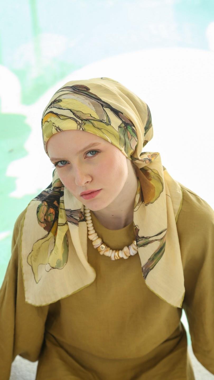 LİORA DESEN EŞARP YAĞ YEŞİLİ -2