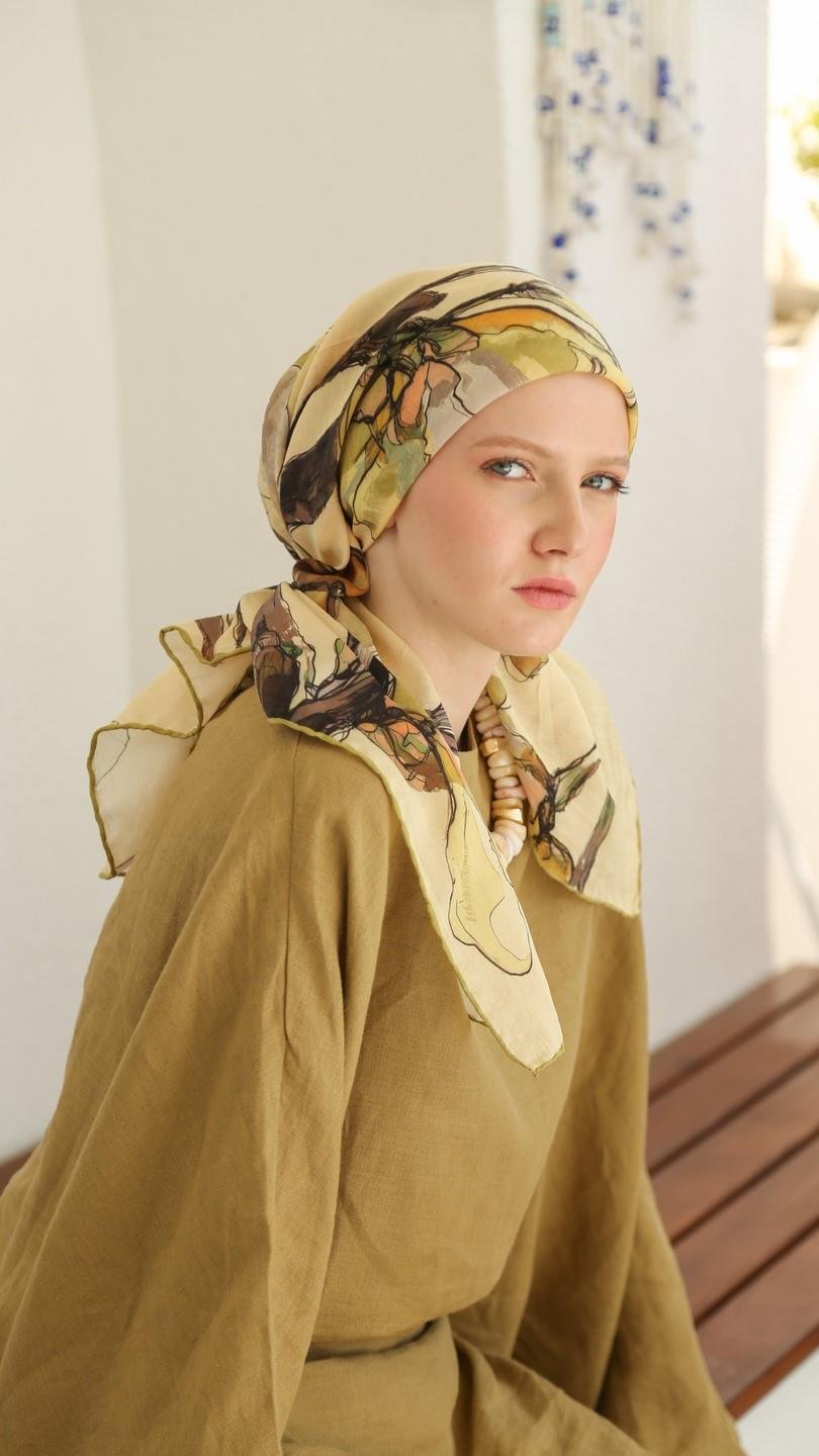 LİORA DESEN EŞARP YAĞ YEŞİLİ -2