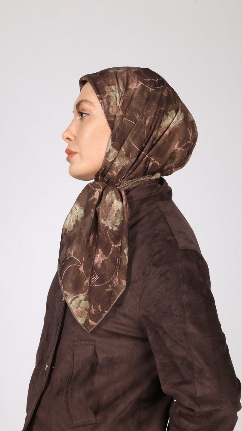 LOTUS DESEN EŞARP KAHVE