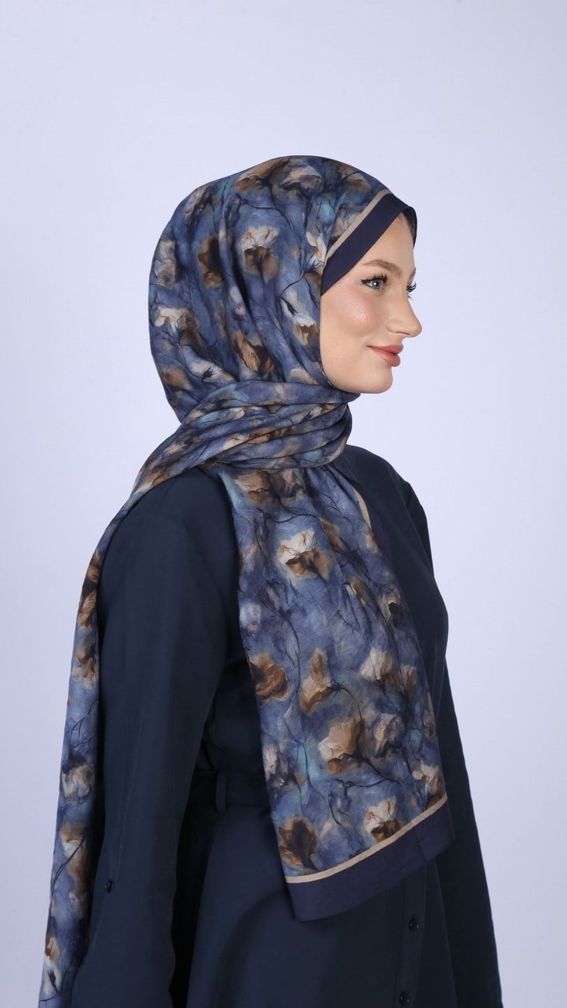 LOTUS DESEN ŞAL LACİVERT