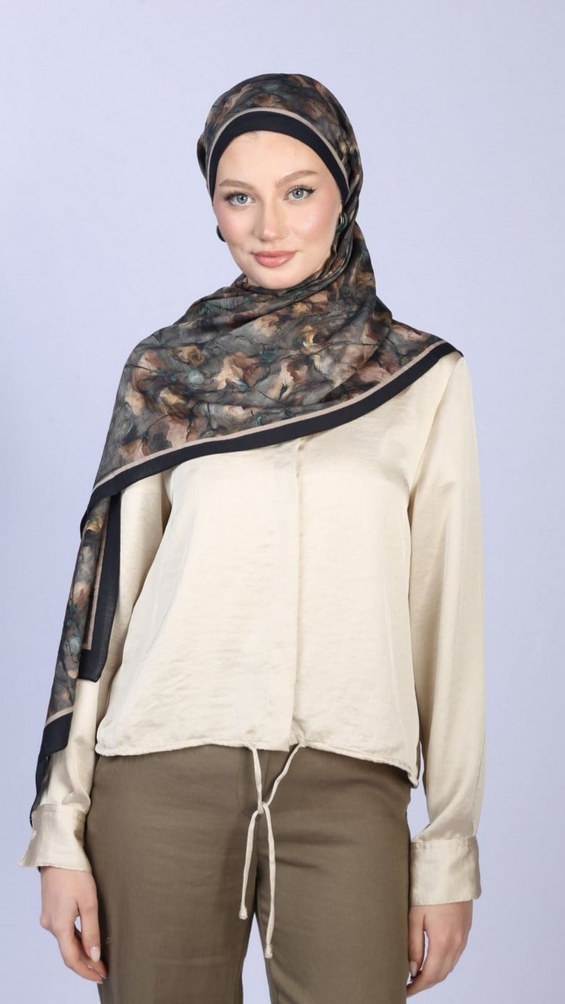 LOTUS DESEN ŞAL SİYAH