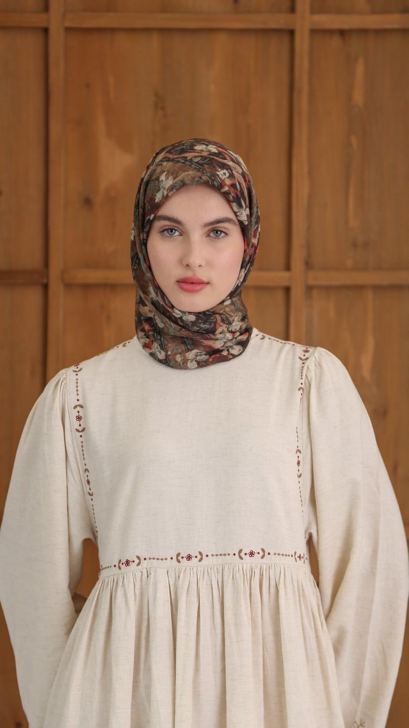 LUMİERA DESEN EŞARP KAHVE