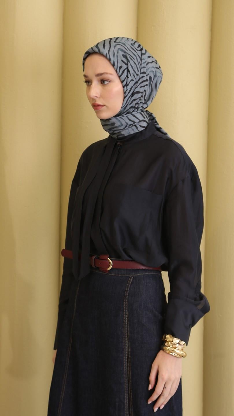 MİREYA DESEN EŞARP MAVİ
