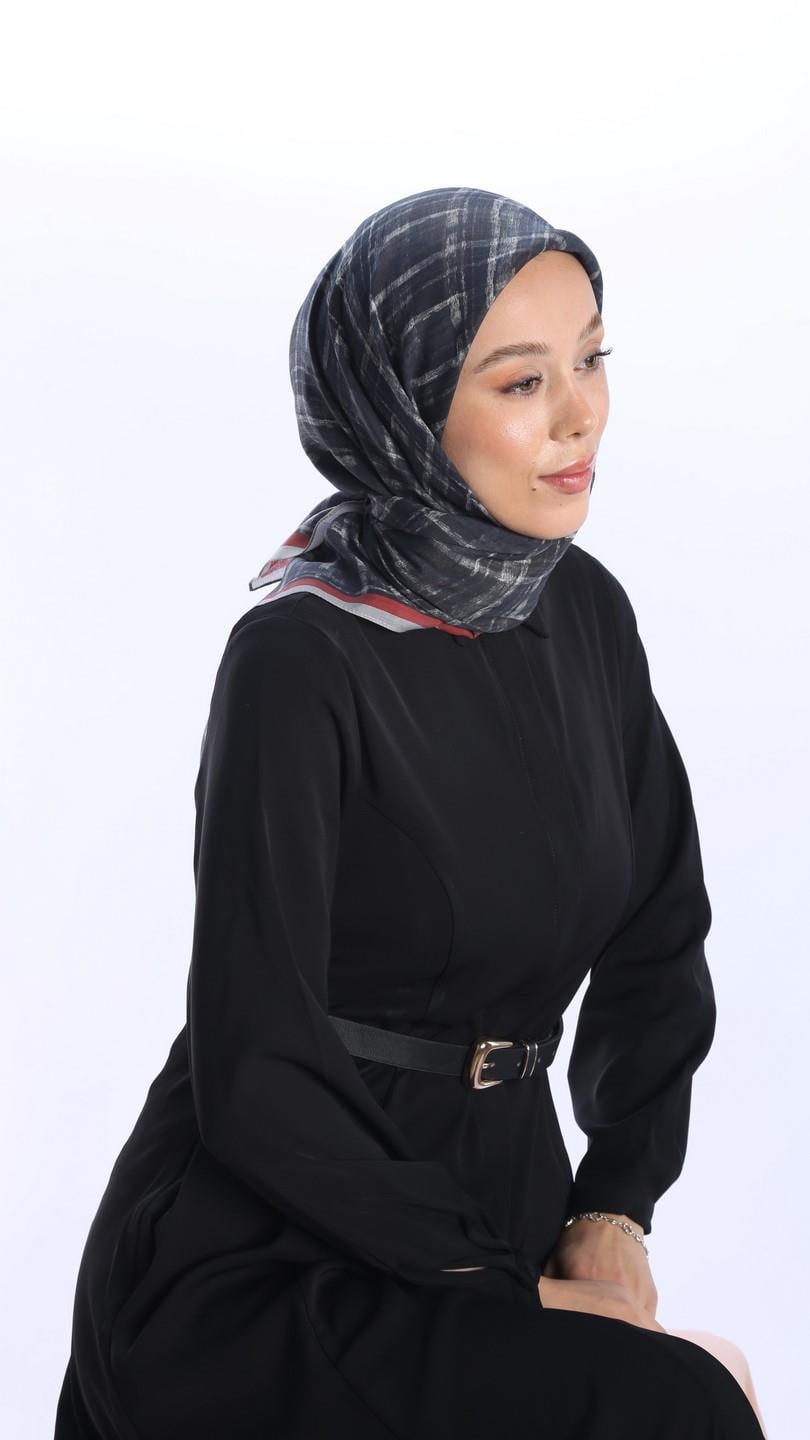 MONO DESEN EŞARP SİYAH KIRMIZI-3