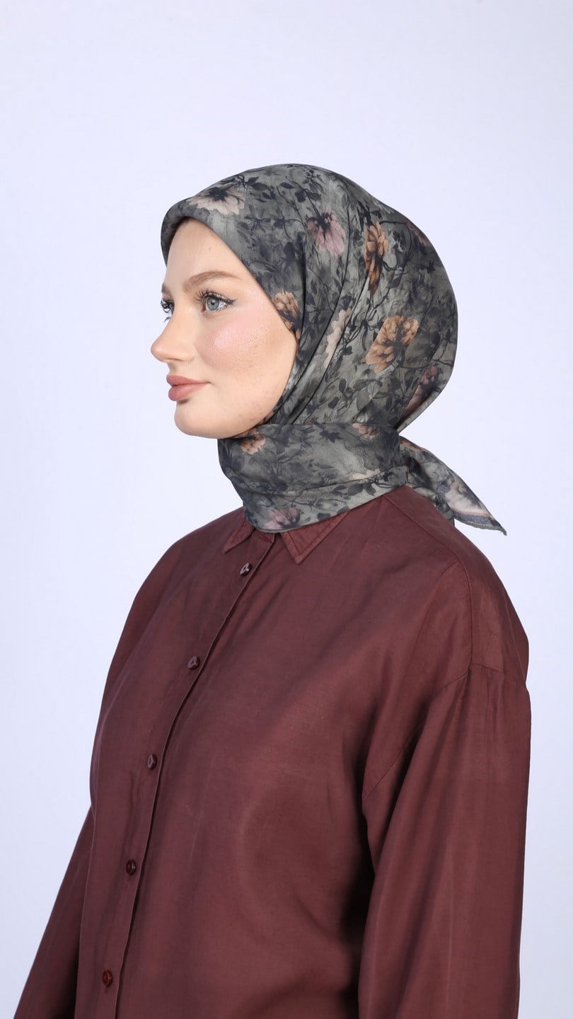 MYSTİC BLOOM DESEN EŞARP ANTRASİT