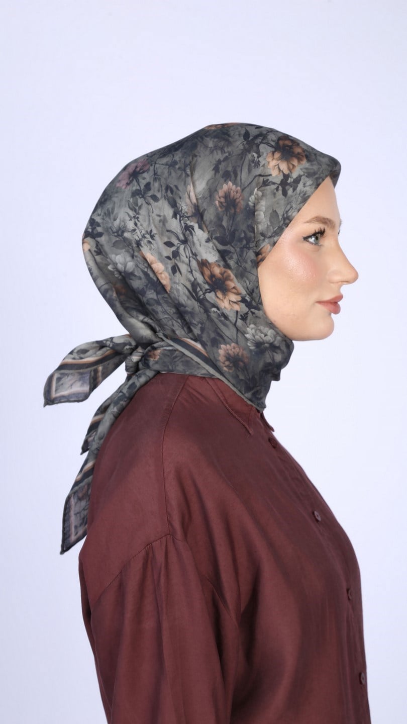 MYSTİC BLOOM DESEN EŞARP ANTRASİT