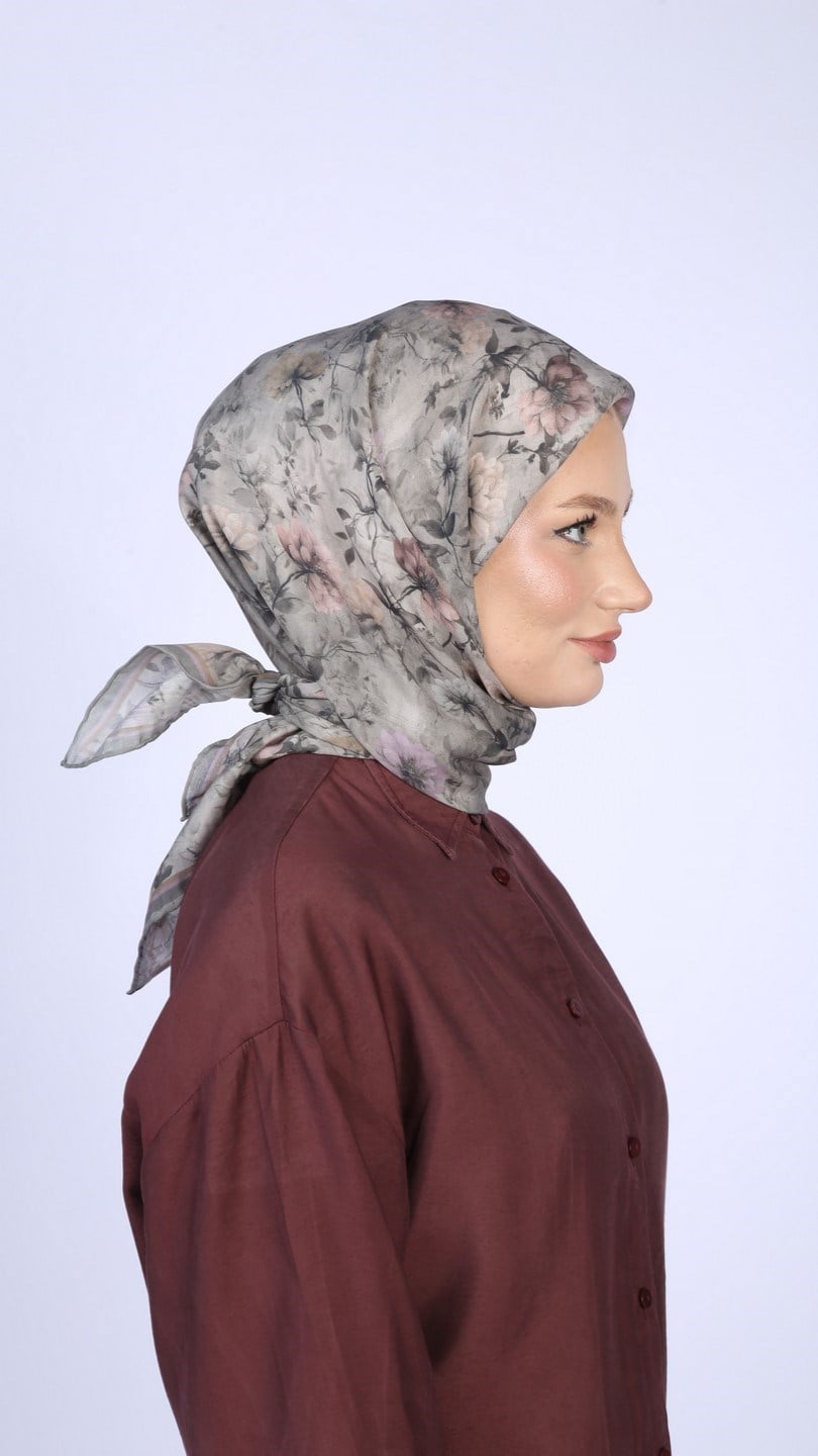 MYSTİC BLOOM DESEN EŞARP GRİ