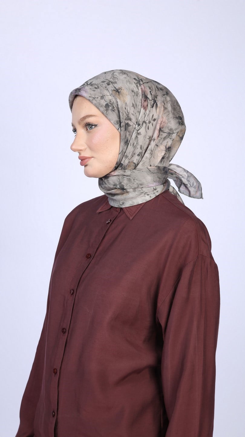 MYSTİC BLOOM DESEN EŞARP GRİ