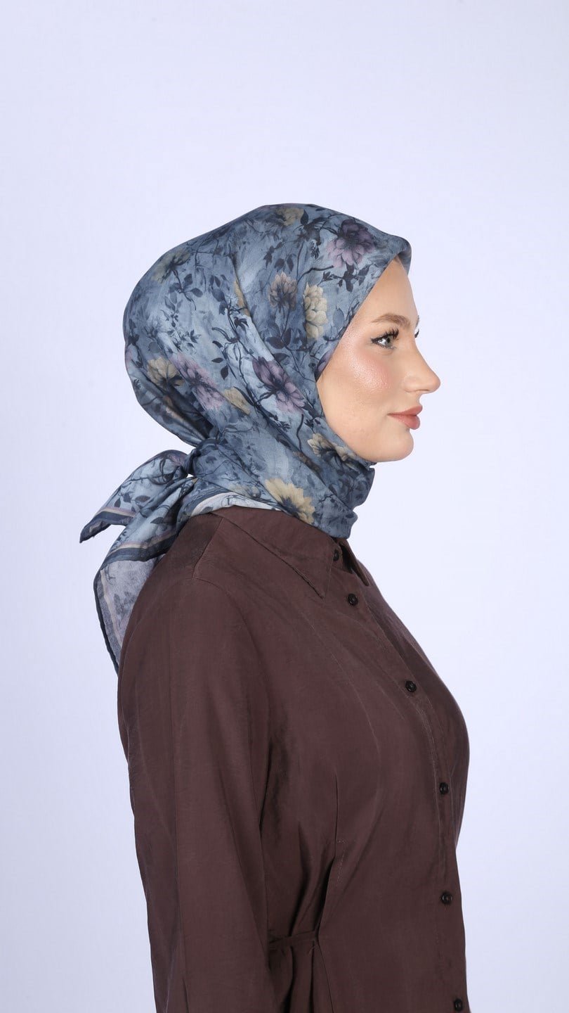 MYSTİC BLOOM DESEN EŞARP LACİVERT