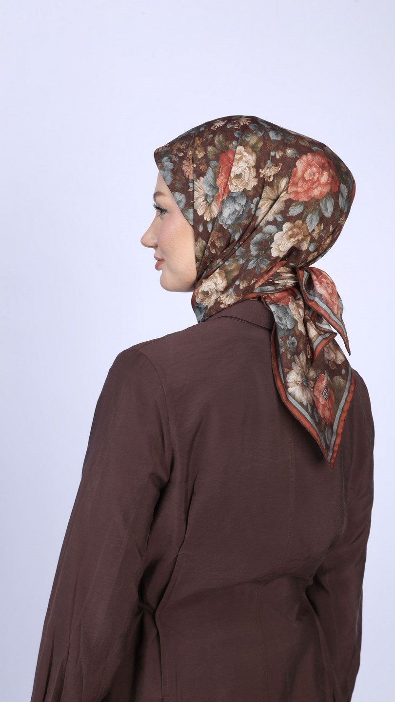 MYSTİC GARDEN DESEN EŞARP KAHVE