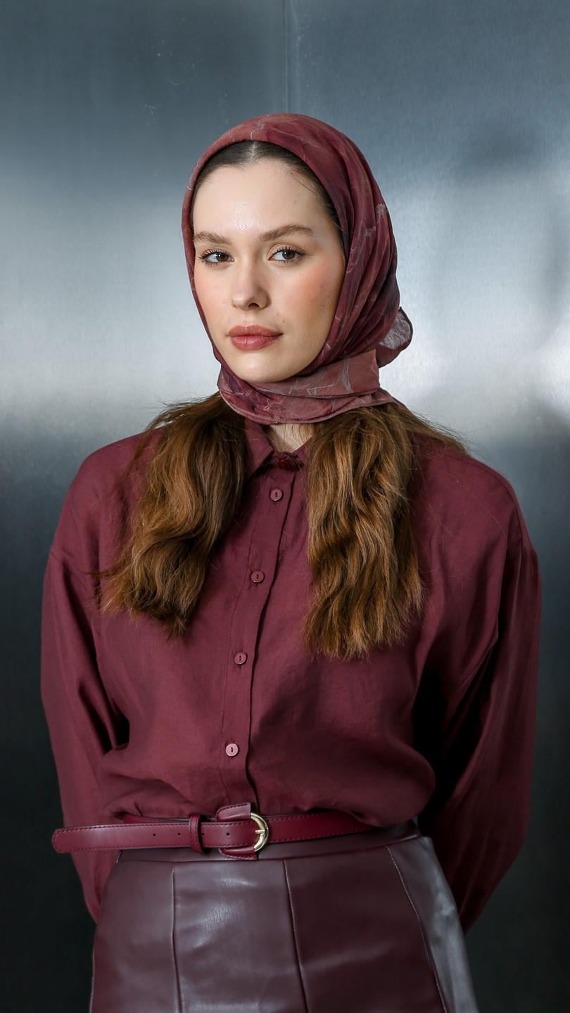 NOİR DESEN EŞARP BORDO