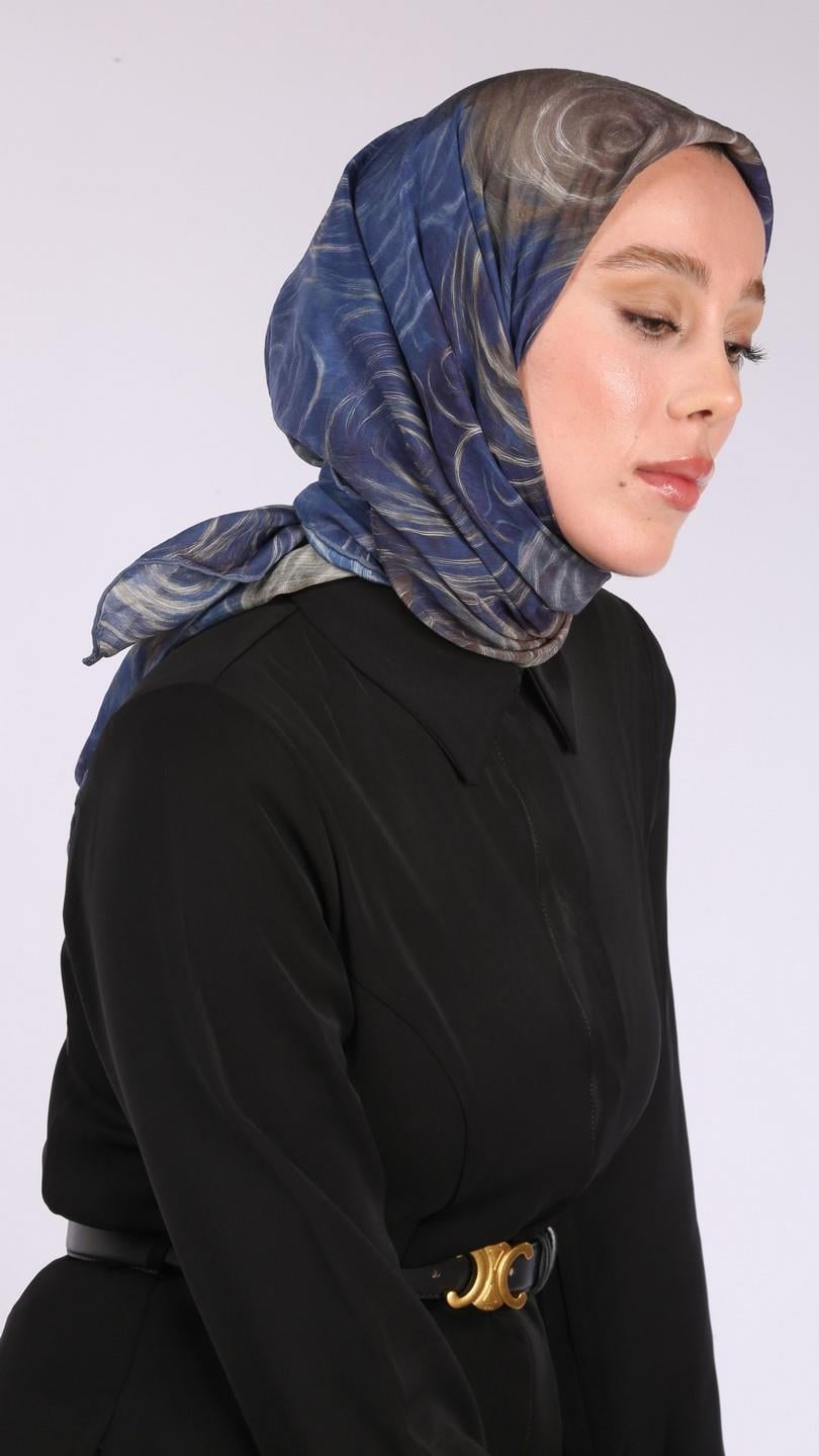 NORA DESEN EŞARP CANLI MAVİ