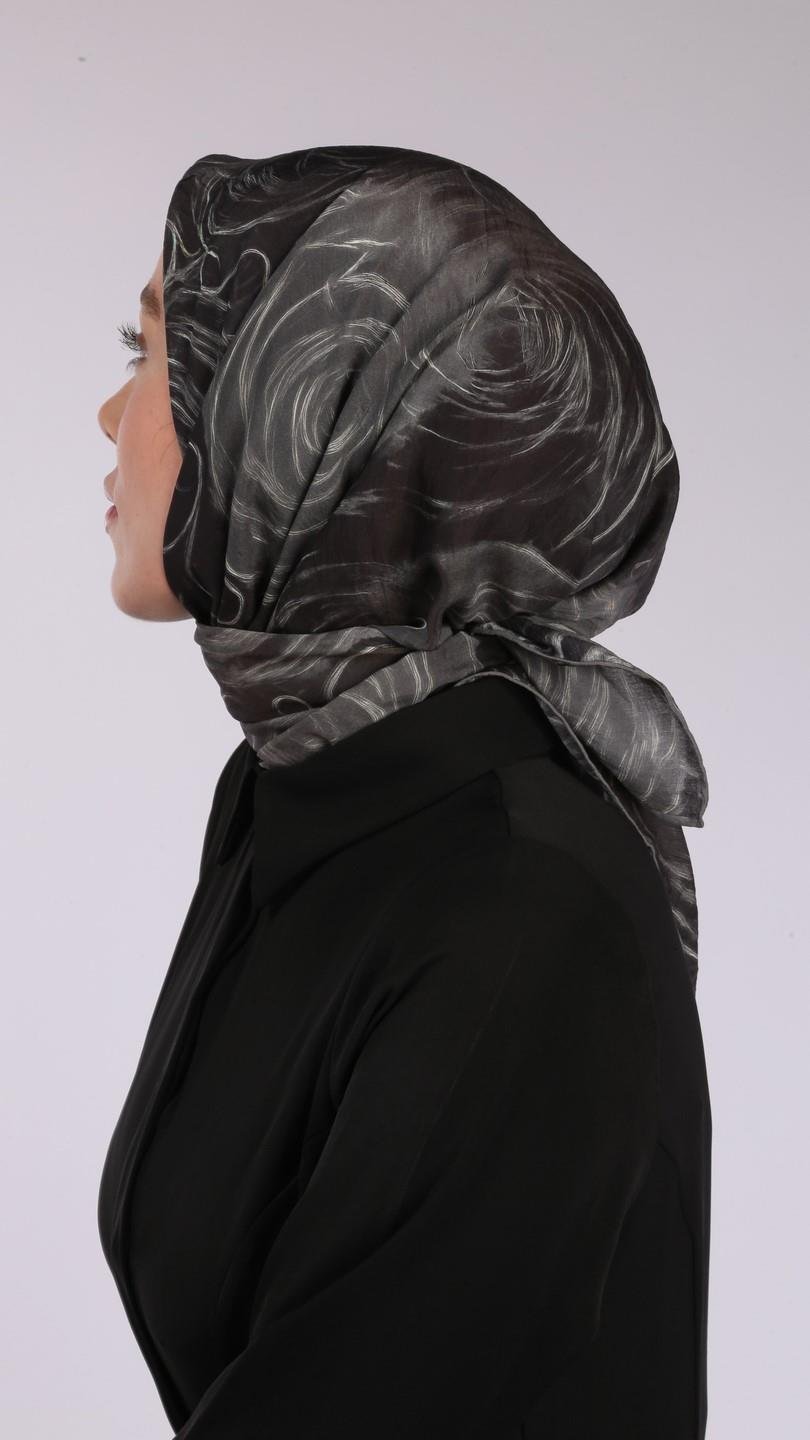 NORA DESEN EŞARP SİYAH-GRİ