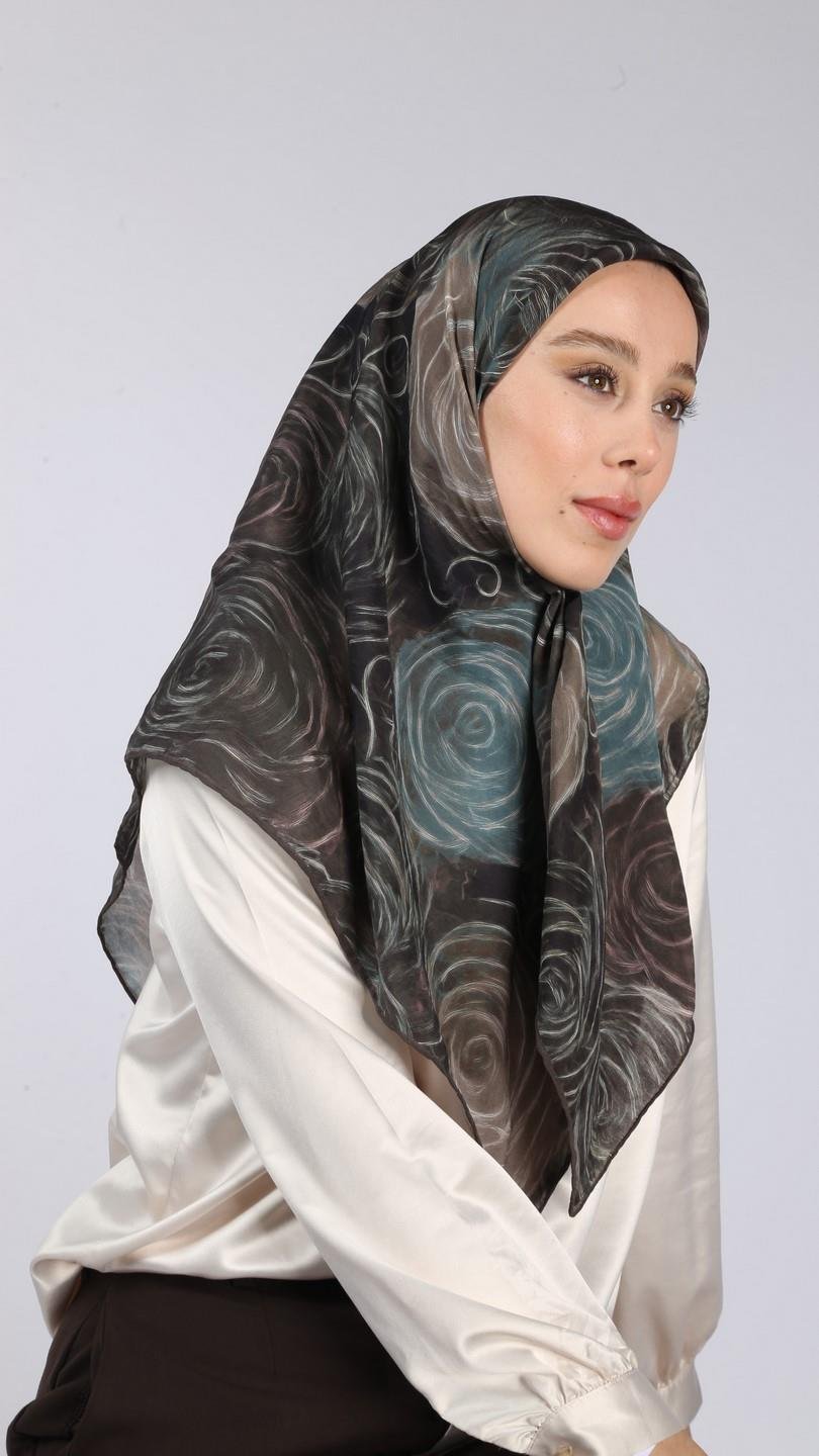 NORA DESEN EŞARP SİYAH-TURKUAZ