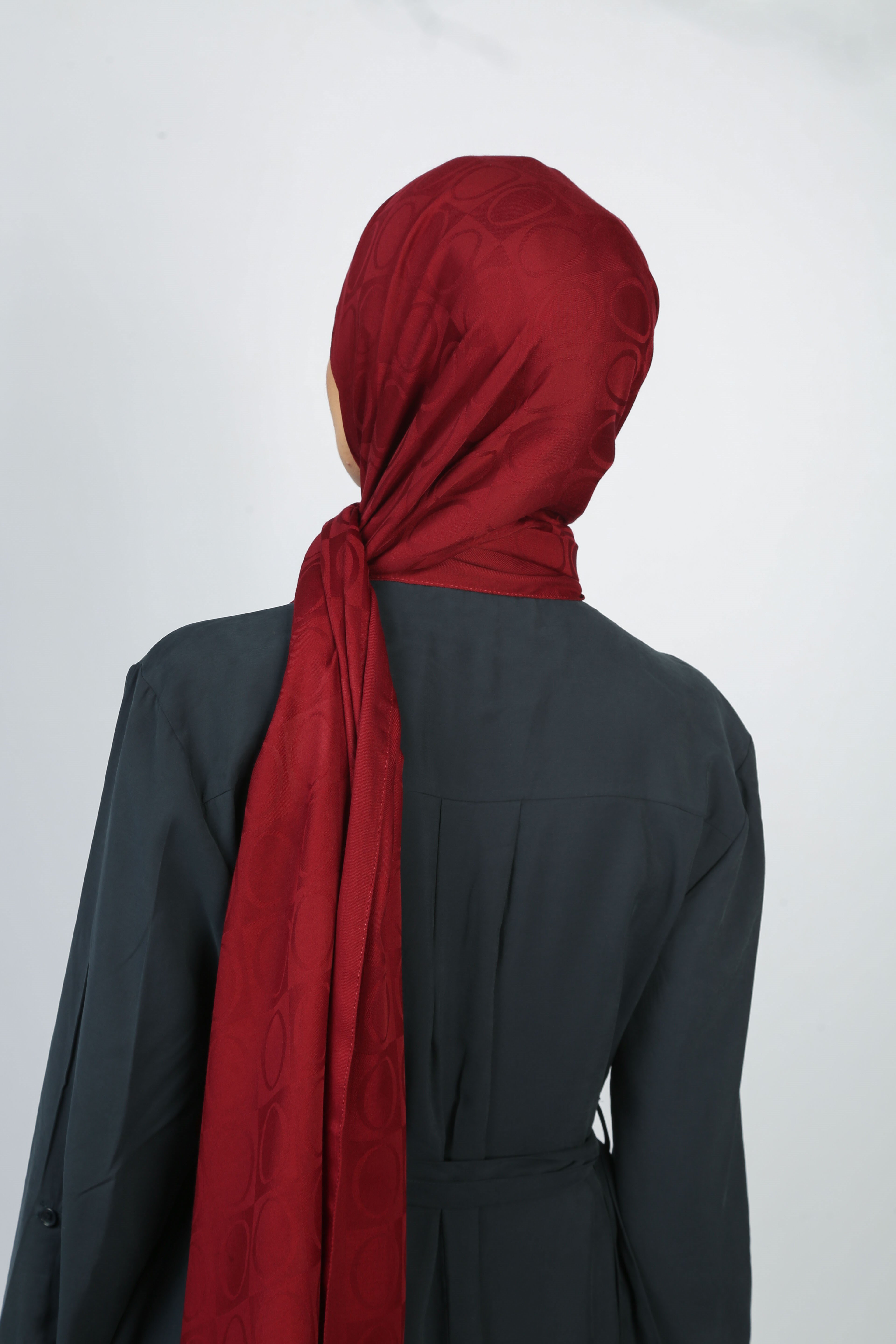 Orbit Desen Pamuk Şal Bordo