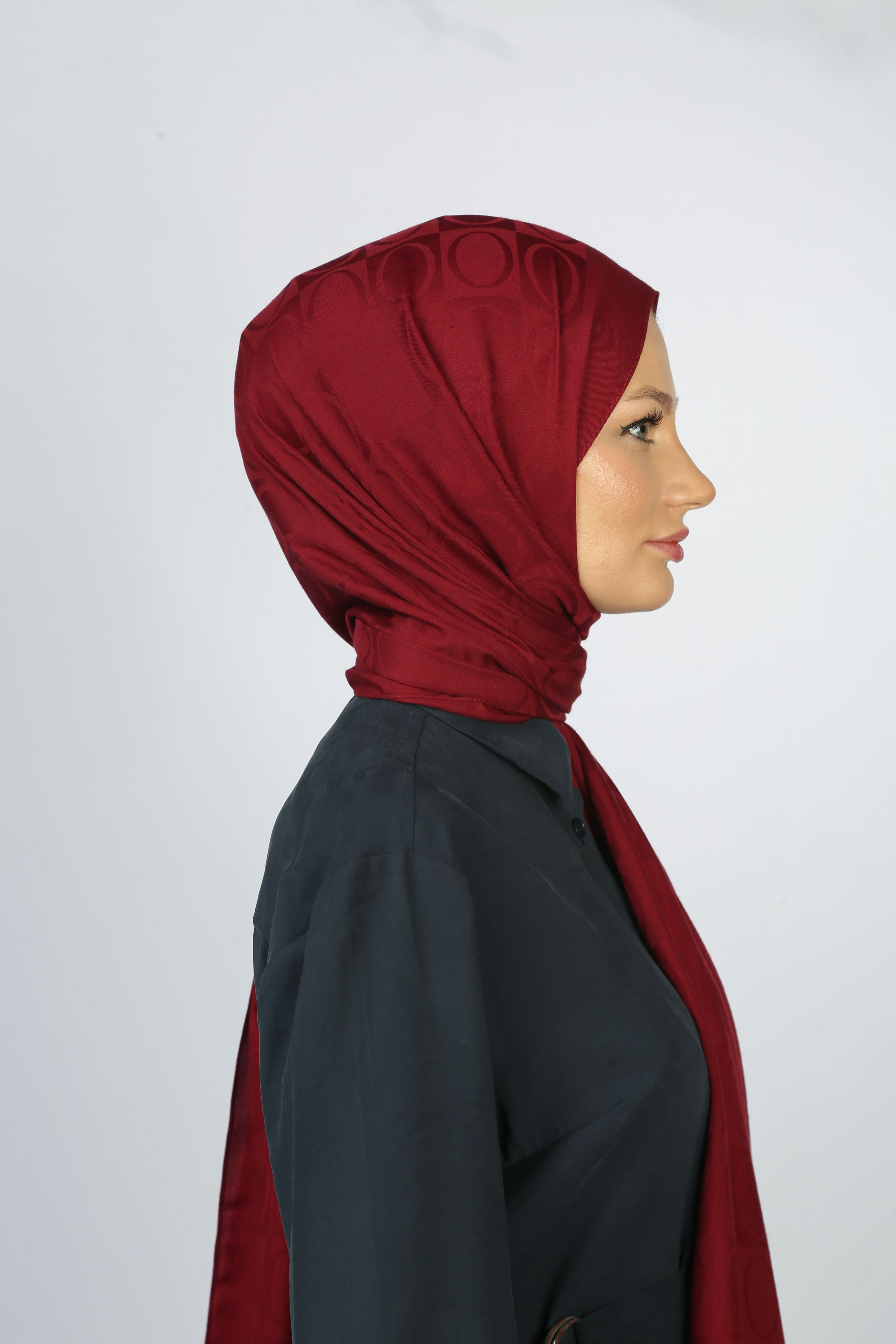 Orbit Desen Pamuk Şal Bordo