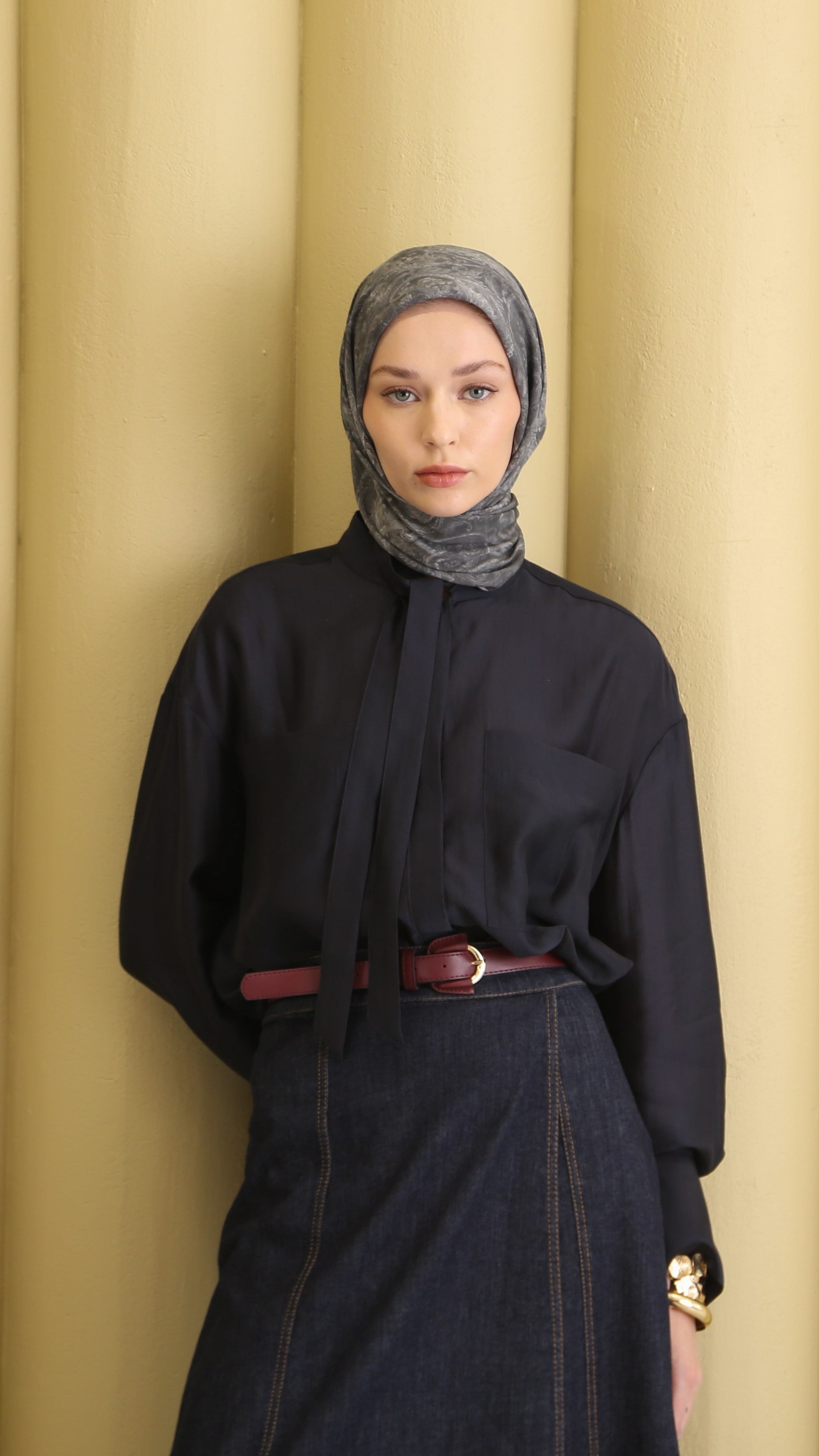 PAİSLEY DESEN EŞARP ANTRASİT