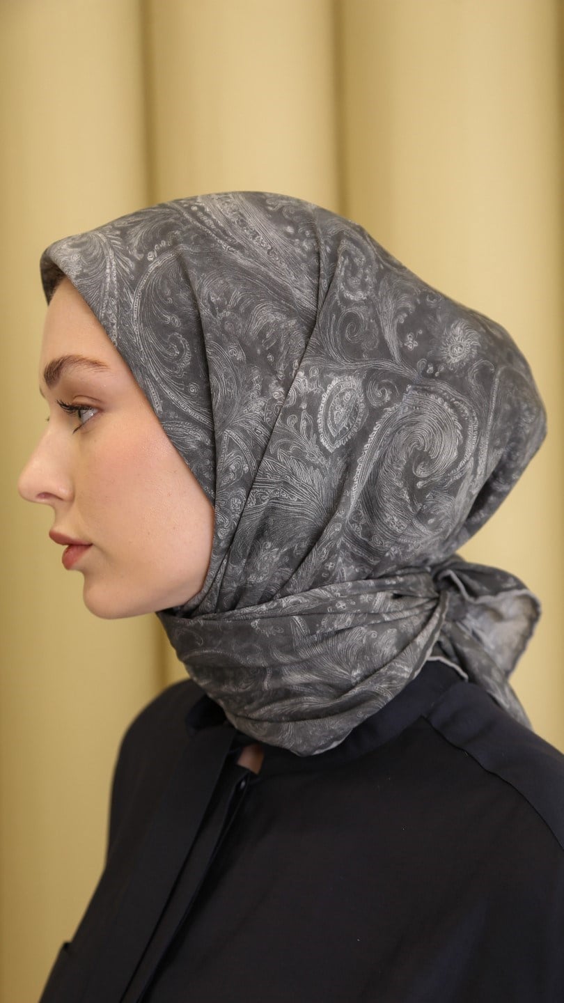 PAİSLEY DESEN EŞARP ANTRASİT