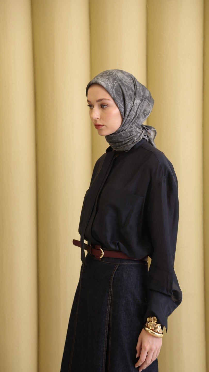PAİSLEY DESEN EŞARP ANTRASİT