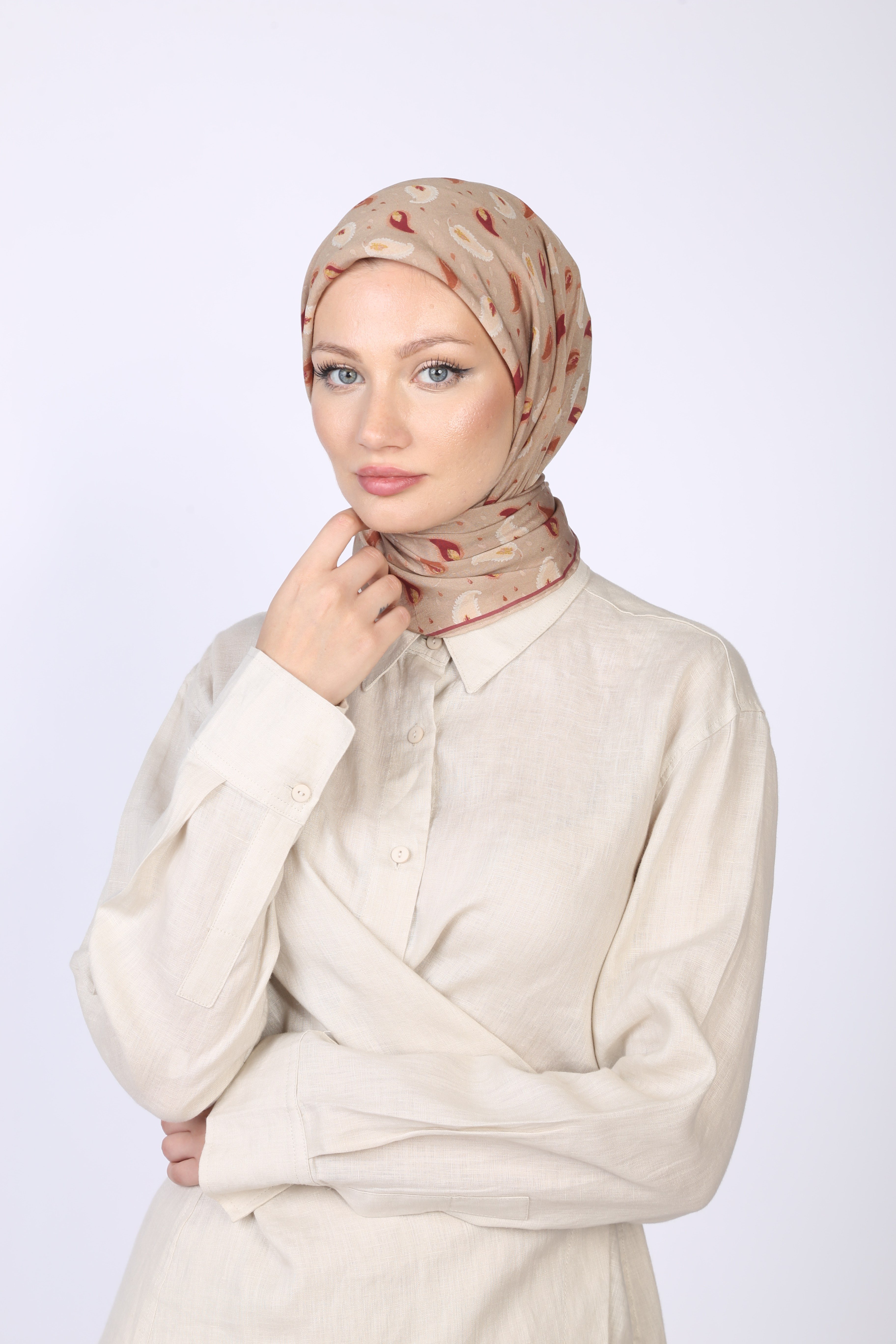 PALU DESEN EŞARP PASTEL BEJ