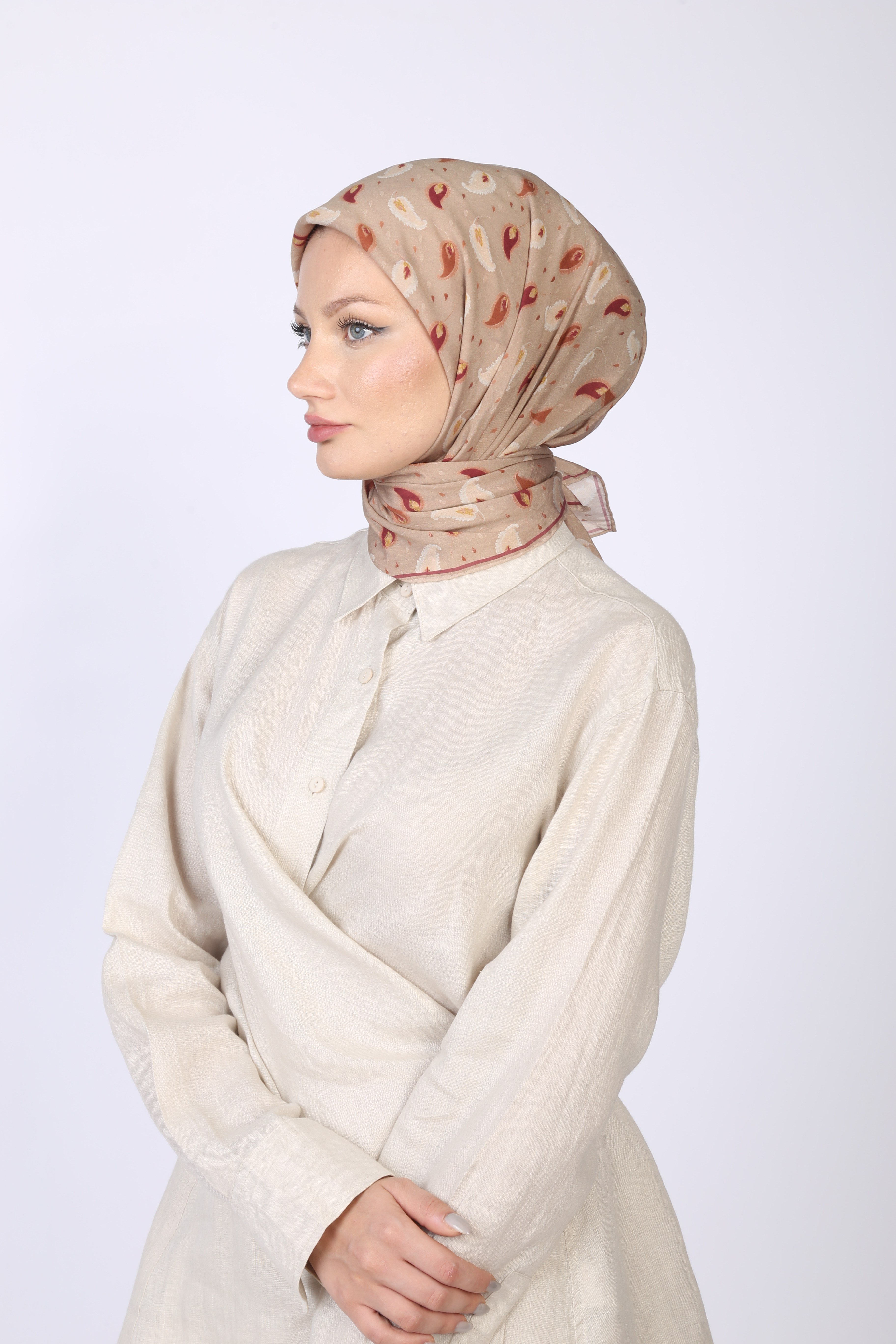 PALU DESEN EŞARP PASTEL BEJ