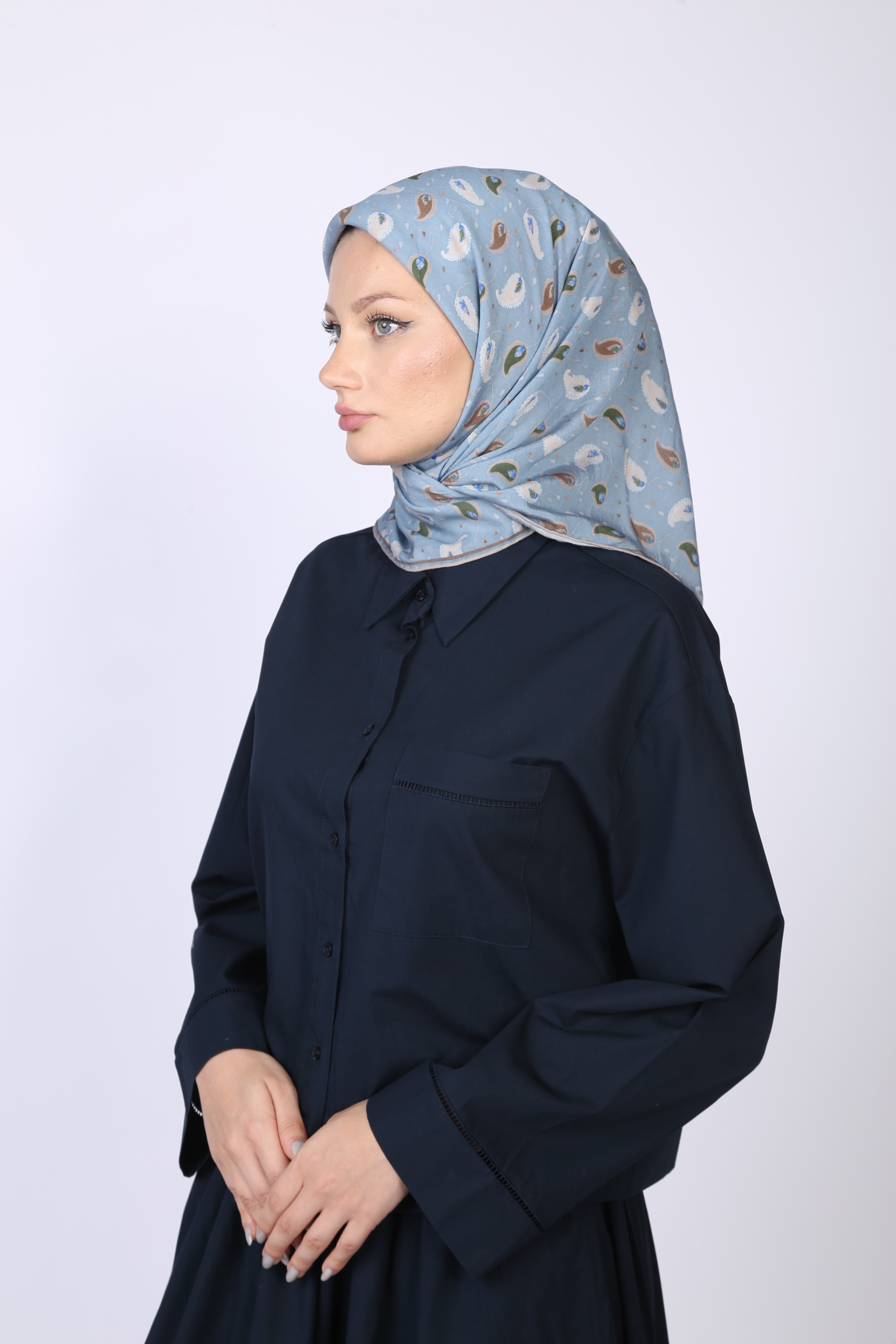 PALU DESEN EŞARP PASTEL MAVİ