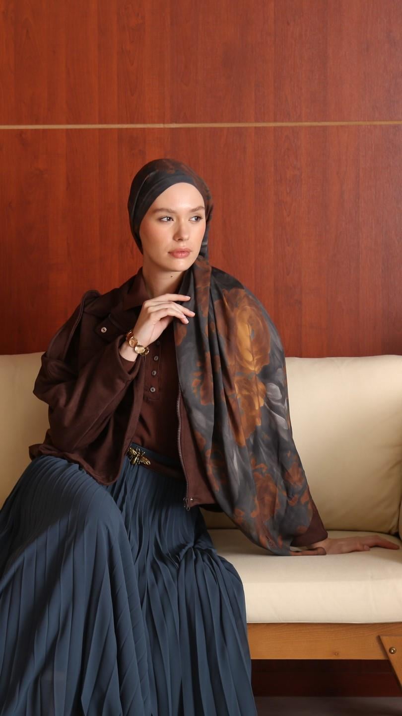 PEONY DESEN ŞAL ANTRASİT
