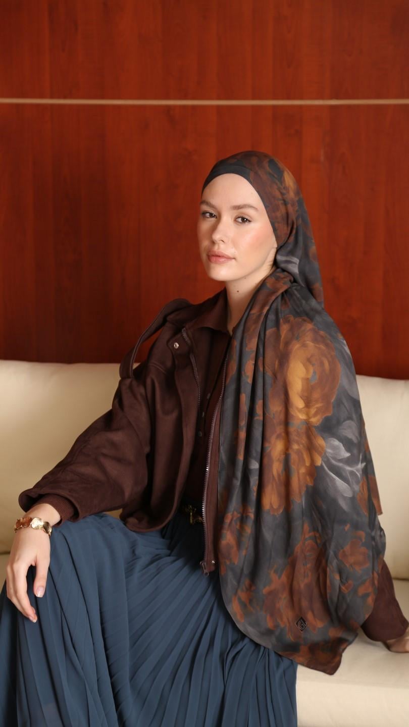 PEONY DESEN ŞAL ANTRASİT
