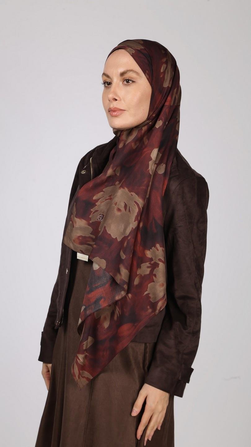 PEONY DESEN ŞAL BORDO