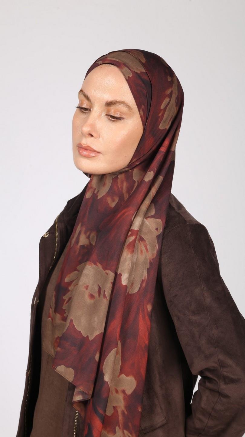 PEONY DESEN ŞAL BORDO