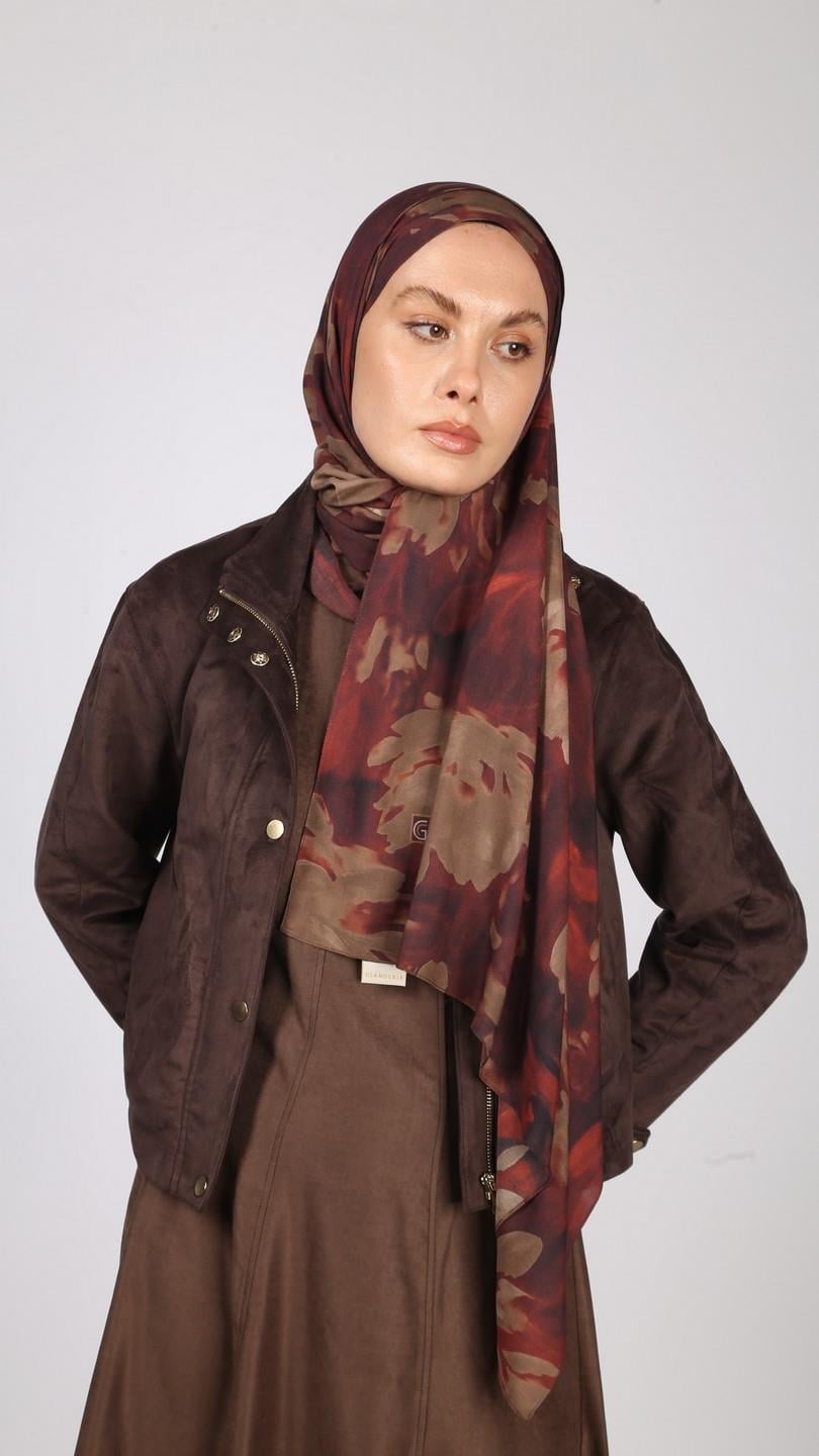 PEONY DESEN ŞAL BORDO