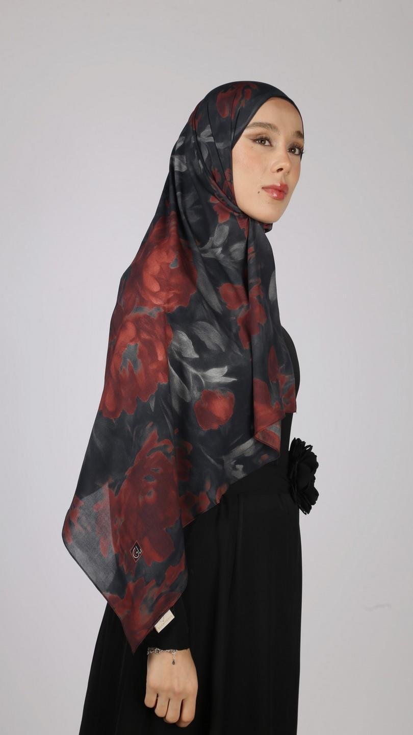 PEONY DESEN ŞAL SİYAH