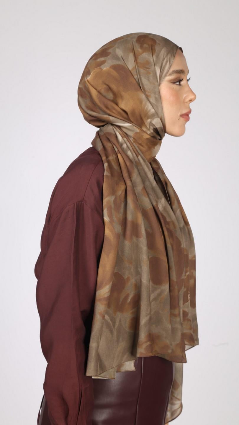 PEONY DESEN ŞAL VİZON
