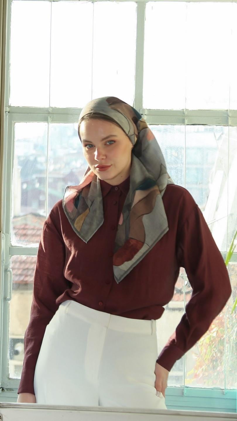 PETRA DESEN EŞARP GRİ-2