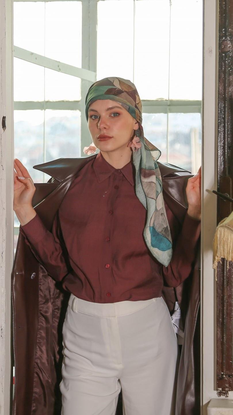 PETRA DESEN EŞARP SU YEŞİLİ-3