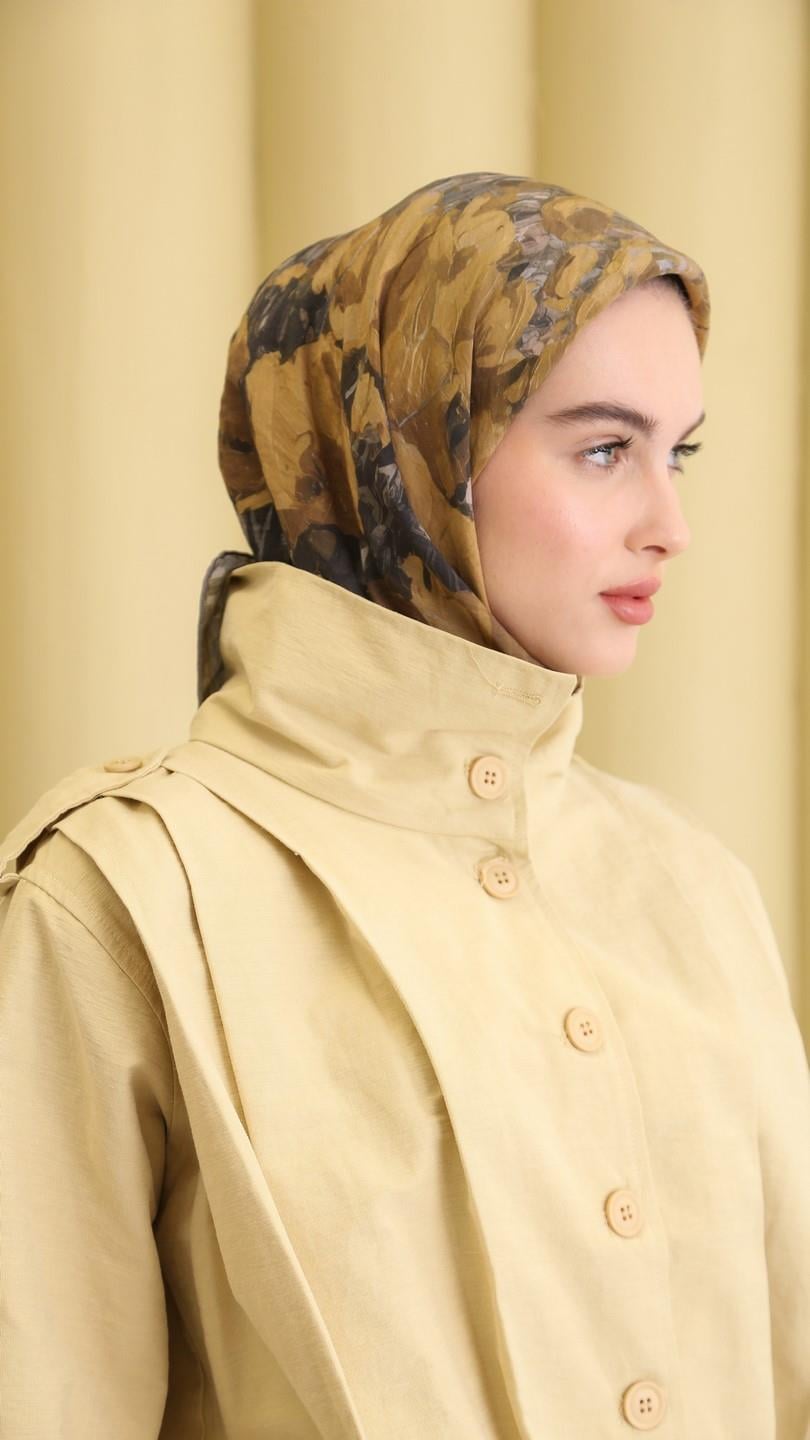 POPPY FLOWER DESEN EŞARP GRİ