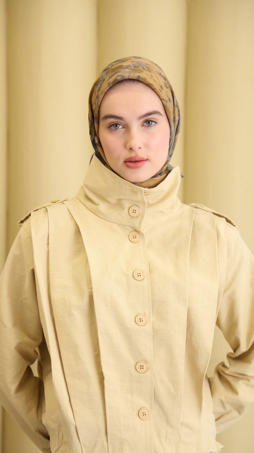 POPPY FLOWER DESEN EŞARP GRİ