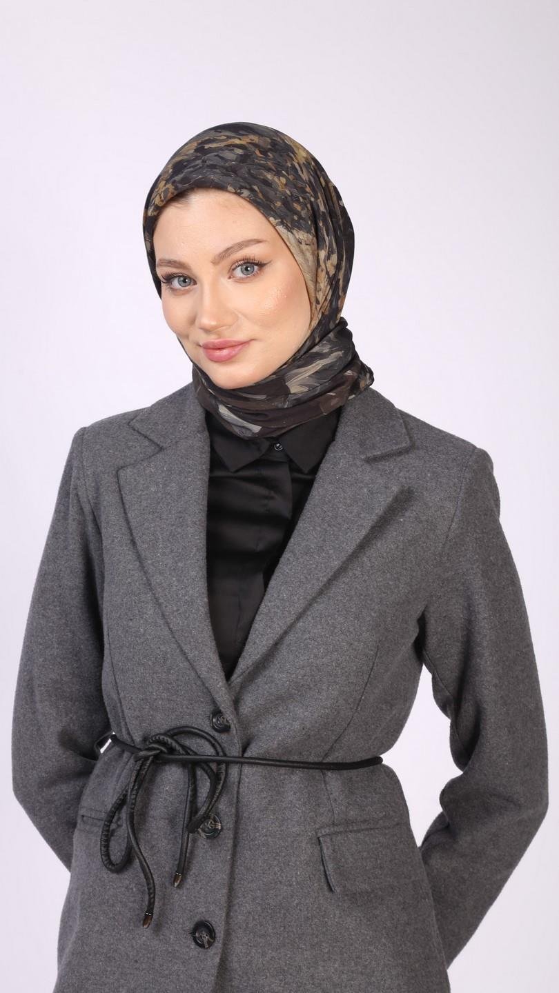 POPPY FLOWER DESEN EŞARP SİYAH